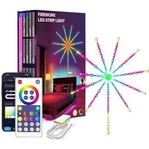 USB 5V Graffiti Vuurwerk Led Symfonie Vuurwerk Geluid Drum Meteoor Explosie Sterrenhemel Volledige Kleur Lichten met Kerst Decoratieve Sfeer Lichten (Maat: LXYD021 Tuya WiFi BLE 195LED)