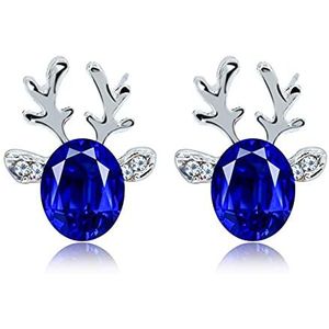 Oorbellen Dames zilveren oorbellen, Koreaanse oorbellen Fijne zirkoonkristal Kerstoorknopjes for dames Oorsieraden Luxe kerstrendieroorbellen Cadeaus for vriendin (Color : 03 Royal blue)