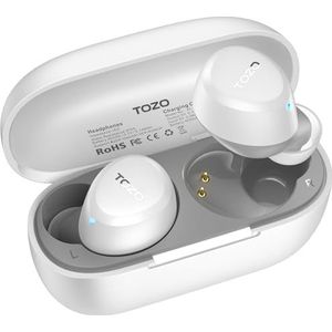 TOZO A1 2024 Nieuwe verbeterde draadloze oordopjes, Bluetooth 5.3 in ear koptelefoon licht-gewicht, ondersteuning APP EQ Setting, Stereo Sound Headset langer afspelen met oplader waterdicht, wit
