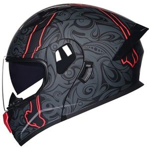 Modulaire Opklapbare Motorhelm, Motorfiets-Scooterhelm Bromfietshelm Dubbel Vizier Anti-Condens Anti-UV, ECE Goedgekeurd Voor Volwassenen Mannen Vrouwen M,L