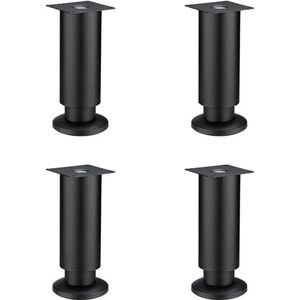 Verstelbare kastpoten, roestvrijstalen meubelpoten, vervangende steunpoten for metalen banken, met schroeven, set van 4(Color:Black,Size:8cm/3.1in)
