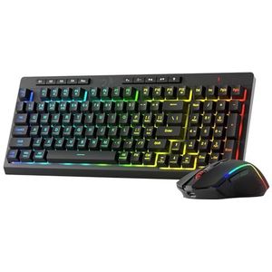 Redragon S142 Draadloos Gaming Toetsenbord & Muis Combo, 98 Toetsen K515 PRO RGB Membraan Toetsenbord & 4800 DPI Draadloze 2.4Ghz Gaming Muis Bundle, Handige Gedeelde Dongle