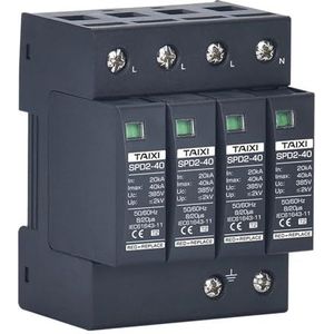 Overspanningsbeveiliging MCB AC 275V/385V SPD 2P/3P/4P 20KA~40KA Overspanningsbeveiliging Bliksembeveiliging Vloerbescherming (Kleur: AC110V (maximaal), Maat: 2P 20-40KA)
