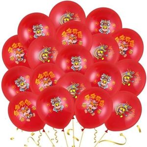 2024 Dragon Zodiac Celebration, Latex Rode Ballonnen 25,4 cm met Trio Patronen, 100 Stuks Jaar van de Draak Party Decor, Chinese Festival Supplies