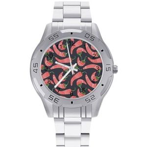Rode Chili Patroon Mannen Zakelijke Horloges Legering Analoge Quartz Horloge Mode Horloges