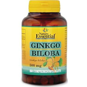 Nature Essential Ginkgo Biloba 500 mg | Droogextract | Bevat ginkgoflavonoïden en lactone | Aanvullende voeding ter verbetering van de goede zenuwcompensatie | 250 tabletten