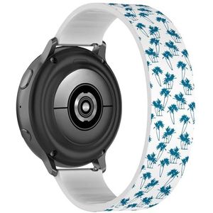 RYANUKA Solo Loop armband compatibel met Samsung Galaxy Watch 6 / Classic, Galaxy Watch 5 / PRO, Galaxy Watch 4 Classic (Exotic Palm Trees) rekbare siliconen band band accessoire, Siliconen, Geen