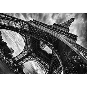 Forwall Fotobehang vliesbehang wanddecoratie Eiffeltoren Parijs - Frankrijk wolken vintage grijs moderne wanddecoratie 12672V8 368 cm x 254 cm slaapkamer woonkamer