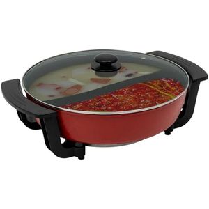 6 liter hete pot elektrische hotpot 1360 W Chinese Yin Yang Hot Pot antiaanbaklaag, 5-traps intelligente temperatuurregeling voor braden, koken, stoven en hot pot, 3-4 personen