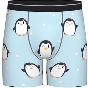 GRatka Boxerslip, heren onderbroek boxershorts, been boxershorts, grappige nieuwigheid ondergoed, schattige pinguïn en sneeuw bedrukt, zoals afgebeeld, M