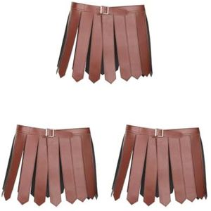 Siepificius 3 set Romeinse Gladiator Rok Rave Party PU Cosplay Verstelbare Romeinse Krijger Kostuum Bruin Diep Bruin 110 cm