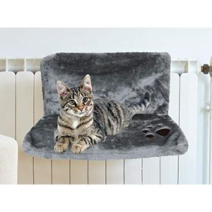 URBANESSENTIALS Kattenradiatorhangmat - superzacht imitatiebont grijs kattenradiatorbed - sterk en duurzaam kattenbed - 45 l x 31 H x 24 cm B