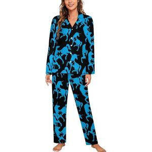 Autisme Awareness Eenhoorn Pyjama Sets met Lange Mouwen voor Vrouwen Klassieke Nachtkleding Nachtkleding Zachte Pjs Lounge Sets