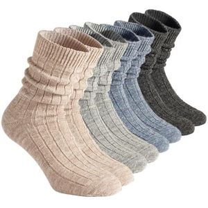 CALZITALY Verpakking 2/4 paar alpaca-sokken, wollen kazettone, wintersokken, thermische sokken, sokken voor dames en heren, Made in Italy, 4 paar: beige + grijs + jeans + antraciet, 35-38 EU