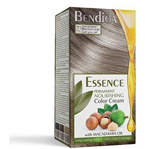 Bendida Permanente Haarkleuring 120 ml met Macadamia-olie en 6% ontwikkelaar | 100% grijsdekking & langdurige glans | Set met pre-color serum, kleurcrème & fixatieconditioner (7.1 donker asblond)