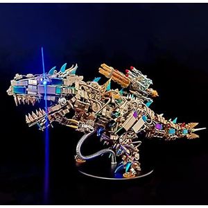 HIDEDE Tyrannosaurus Rex 3D-puzzelset, 1350 stuks, doe-het-zelf 3D-dinosaurus, bouwpakket met beweegbare gewrichten en verlichting, voor volwassenen en kinderen, metalen mechanische puzzel, 55 cm