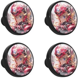 KYATON voor Princess Peach Set van 4 stuks ronde ladeknoppen met schroeven, ABS-glas trekt 1,3 x 1,0 in/3,3 x 2,5 cm handvat voor kasten, kledingkasten - stijlvolle hardware voor woondecoratie