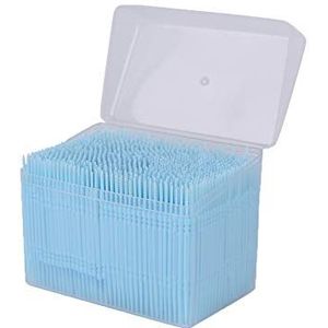 Wegwerp Plastic Tandenstoker Dental Flossers Picks Draagbare Praktische Orale Tandenstoker Met Clear Case 1100Pcs Dubbele Hoofd Zachte Interdentale Tanden Reinigingsborstel Tool Stok Blauw