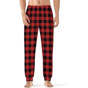 Rood En Zwart Houthakker Buffalo Plaid Mannen Pyjama Broek Zachte Lounge Bodems Met Pocket Slaap Broek Loungewear