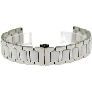 12 14 16 18 20 22mm Dames Heren Keramische horlogeband Soft Smooth Fill Multi-Design horlogeband roestvrij staal Gemeenschappelijke armbanden (Color : Silver-White, Size : 19mm)