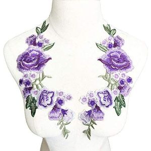 kant applicatie Borduren Rose Flower Patch Badge Naaien Stof Trim Motief Trouwjurk Bruids DIY Applique Craft(Purple)