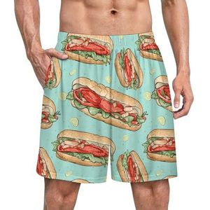 Lobster Roll Grappige Pyjama Shorts voor Mannen Pyjama Bottoms Heren Nachtkleding Met Zakken Zacht