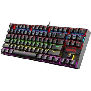 Redragon K552 Mechanisch gamingtoetsenbord, RGB-led-regenboog-achtergrondverlichting, bekabeld toetsenbord met rode schakelaars voor Windows gaming-pc (87 toetsen, zwart)
