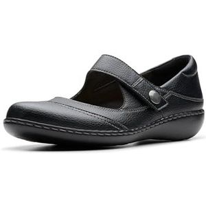 Clarks Women's Ashland Elayne Mary Jane Flat, Black Tumbled, 7