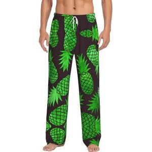 Pineapple Art Lange Lounge Wear Broek Nachtkleding Pyjama Bodems Nachtkleding Nachtkleding Met Zakken En Trekkoord, Wit, S