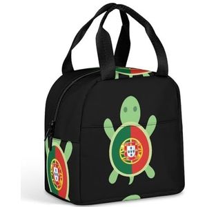 Portugal Vlag Schildpad Lunch Box voor Vrouwen Mannen Geïsoleerde Lunch Tas Herbruikbare Lunch Tote Bag Lunch Container