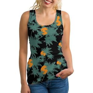 Palm Tree Lichtgewicht Tank Top voor Vrouwen Mouwloze Workout Tops Yoga Racerback Running Shirts S