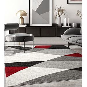 Modern design woon- of slaapkamer tapijts-sGeometrische patronen - Rood Grijs 120x160s-sBinnen - The Carpet PEARL