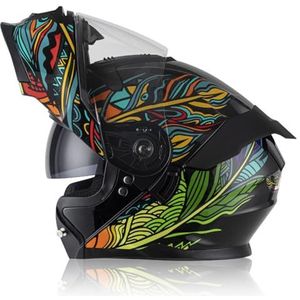 Motorhelm Systeemhelm Modulaire Helm Met Dubbel Vizier DOT/ECE-Gecertificeerde Modulaire Helm Retro Motorhelm Integraalhelm Voor Heren Dames F,M/57-58CM