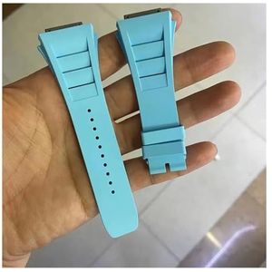 ZHGUIMING Fluororubber Horlogebanden Vervangen R-ichardM-ille RM035 Band 28MM Horlogeband 19MM Titanium Interface Riem(Tiffany blue)