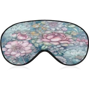 Blauwe stijl bloemen slaapmasker zacht en comfortabel nachtslaapmasker gezichtshugging gewatteerde oogbedekking met verstelbare band voor diepe rust reizen ploegendienst