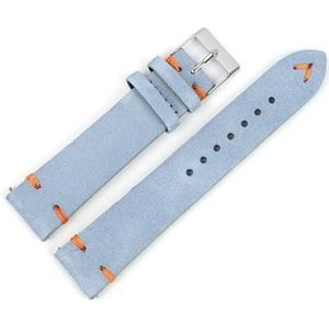 Jeniko Retro Suède Horlogeband 18mm 20mm 22mm 24mm Bruin Horlogebandje Roestvrij Staal Zilveren Gesp For Mannen Vrouwen Horloge Vervanging(Color:Blue-orange wire,Size:24mm)