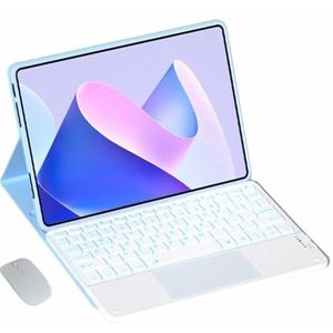 Toetsenbordhoes voor Honor Tablet V9 11.5-inch, 7-Kleuren Achtergrondverlichting, Magnetisch Afneembaar Draadloos Toetsenbord,Blue 1