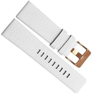 dayeer Echt lederen horlogeband voor Diesel DZ7259 DZ7256 DZ7265 Horlogebandaccessoires (Color : White Rose Gold, Size : 28mm)