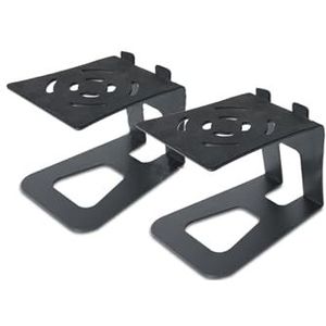 Luidsprekerstandaarden, metalen desktopluidsprekerstandaard, met trillingsabsorptiepad en 5° hellingontwerp boekenplankluidsprekerstandaarden, geschikt for thuis, opnamestudio(Black)