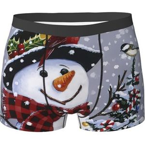 EdWal Kerst sneeuwpop print Heren Atletisch Ondergoed, Heren Ondergoed, Boxer Slips, Zacht Ondergoed, Zwart, XXL