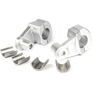 Universele motorfiets stuurverhogingsklemmen 5,5 cm hoogte compatibel met 22 mm 28 mm staven compatibel met CRF YZF Supermoto 2 inch draaibaar (zilver)