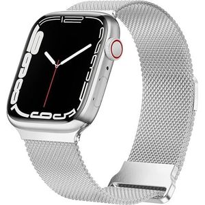 By Qubix - Milanese band - Zilver - Extra sterke magneet - Compatible met Apple Watch 42mm / 44mm / 45mm / 49mm - Compatible Apple watch bandjes