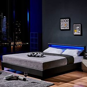 Home Deluxe - LED bed Astro - donkergrijs, 180 x 200 cm - incl. lattenbodem I gestoffeerd bed design bed incl. verlichting