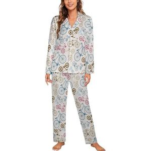 Fietsen Dames Lange Mouw Button Down Nachtkleding Zachte Nachtkleding Lounge Pyjama Set S