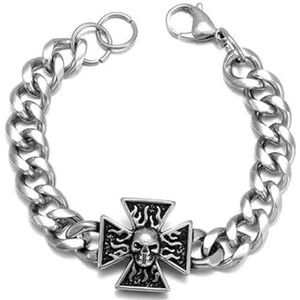 Retro Cross medaille duivel Ghost hoofd schedel roestvrij staal armband mannen motorfiets rijder Rock gotische sieraden Halloween cadeau