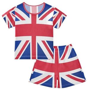YOUJUNER Kinder pyjama set Britse vlag korte mouw T-shirt zomer nachtkleding pyjama lounge wear nachtkleding voor jongens meisjes kinderen, Meerkleurig, 10 jaar