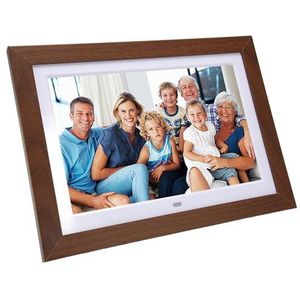 Houten Digitale Fotolijst, 10,1 Inch Levendige Kleuren Ingebouwde Stereoluidspreker HD Elektronisch Album voor Bruiloft (EU-stekker)