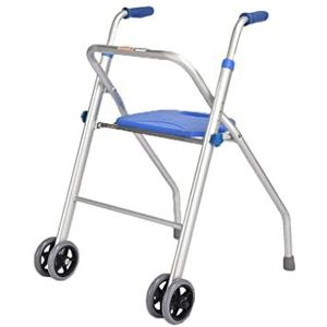Lichtgewicht rolstoel mobiliteitshulpmiddelen 2-wiel rollator wandelaar met stoel, aluminium legering mobiliteit wandelaar, verstelbare hoogte stevig loopapparaat voor maximaal 200 pond comfort reisstoel rolstoel