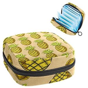 fruit Patroon Geel,Periode Pouch Draagbaar,Tampon Opbergtas,Tampon Houder voor Portemonnee Vrouwelijke Product Organizer, Meerkleurig, 4.7x6.6x6.6 in/12x17x17 cm