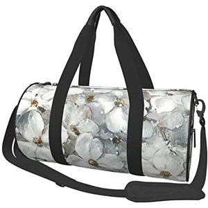 Bloem Abstracte Kunst Gedrukt Reistas Gym Sportuitrusting Tas Multi Pocket Reizen Duffel Tas Voor Opslag Sport Camping, Zwart, One Size